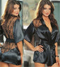 Women Sexy Erotic Lingerie Plus Size Langerie Kimono Dress Satin Black