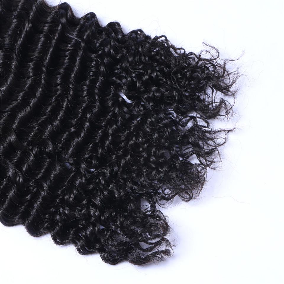 Brazilian Deep Wave Curly Hair 3 Bundles with Closure Free Middle 3