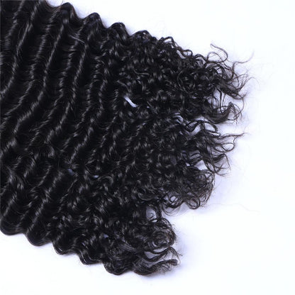 Brazilian Deep Wave Curly Hair 3 Bundles with Closure Free Middle 3