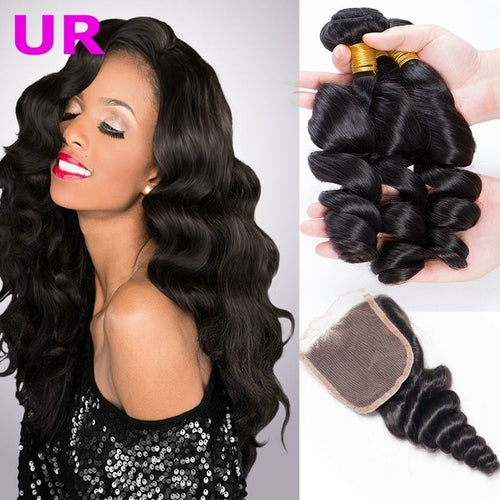 10a grade brazilian hair loose wave bundles with closures human hair