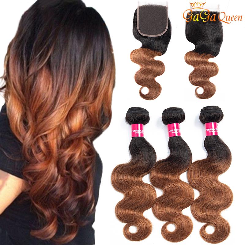3 Bundles 1b/30 Brazilian Body Wave Virgin Hair Bundle With Closure