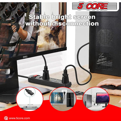 5Core AC Power Cord 6 Ft 3 Prong US Male - Female Extension Adapter