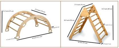 Montessori Climbing Set (3 Pieces)| Pikler Triangle, Climbing Arch &
