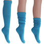 Turquoise Blue Slouch Socks for Women Cotton Knee High Shoe Size 5 to