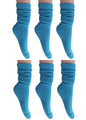 Turquoise Blue Slouch Socks for Women Cotton Knee High Shoe Size 5 to